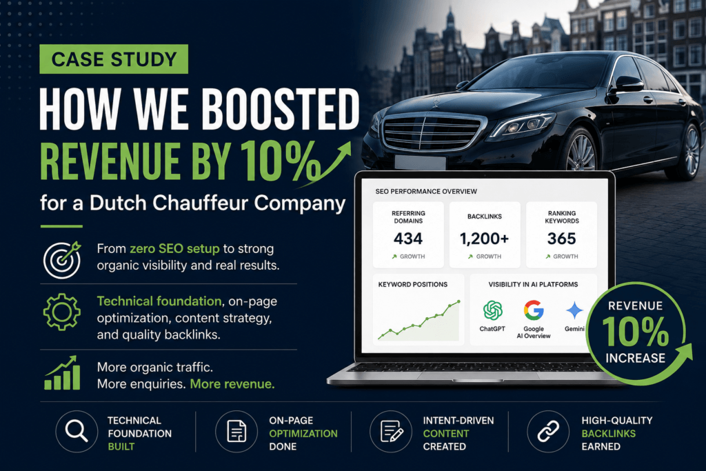 SEO case study showing how a Dutch chauffeur company achieved a 10% revenue increase through SEO-Dutch Chauffeur SEO Case Study: 10% Revenue Growth