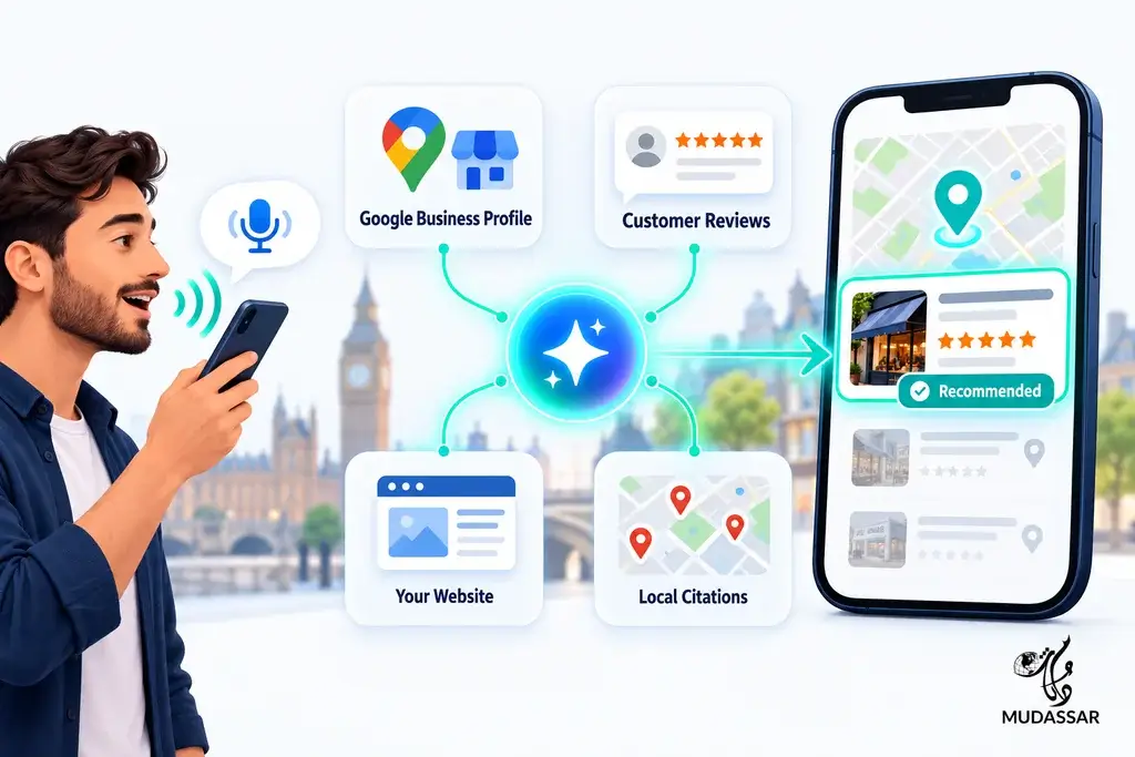 How AI search uses Google Business Profile, customer reviews, website and local citations to recommend a local business