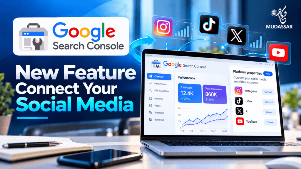 Muddasar SEO Expert featured image showing Google Search Console’s new feature for social media performance tracking.