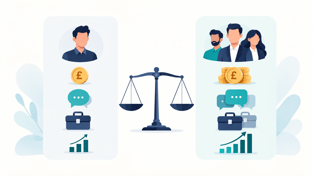 Freelance SEO consultant vs SEO agency comparison showing costs, communication, tools, and growth resources